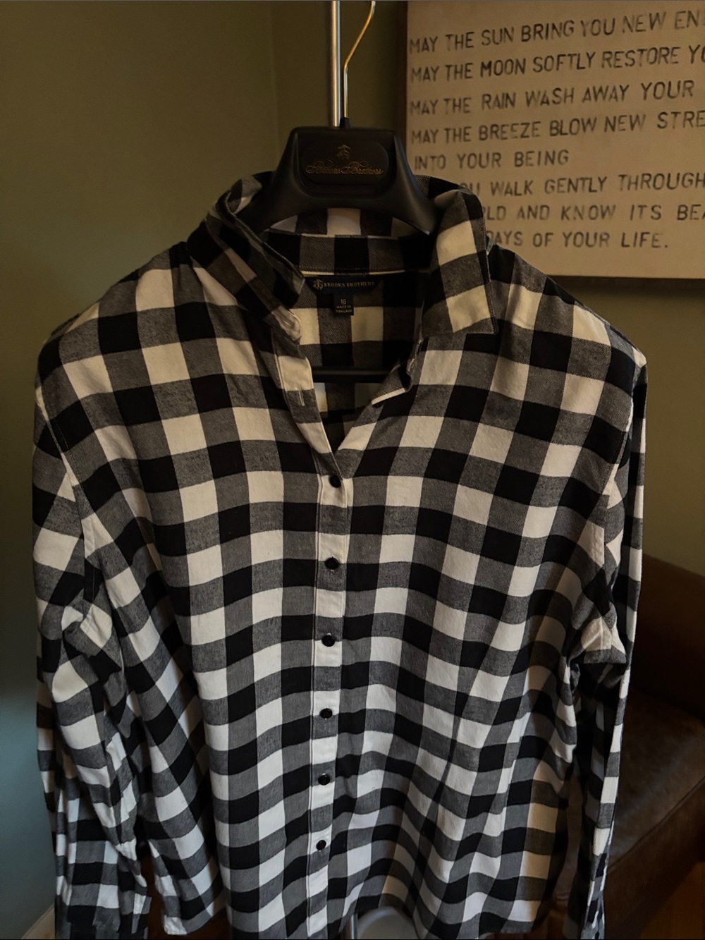 Brooks Brothers Black & White Check Flannel Shirt -Women’s